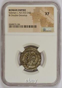 Empire romain 253-260 après J.-C. Double-Denier pièce de monnaie pour Valérien I, classée NGC XF