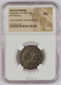 Empire romain 286-310 après J.-C. BI Nummus Ancienne pièce de monnaie pour Maximian, NGC notée AU