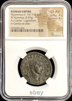 Empire romain 310-313 ap. J.-C. Bi Nummus pièce de Maximinus II Caesar, NGC Choice AU