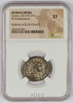 Empire romain AD 275-276 BI Aurelianianus Ancienne pièce de monnaie pour Tacite, NGC XF