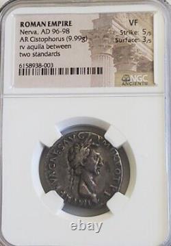 Empire romain Nevra Cistophorus, aquila NGC VF Ancienne pièce d'argent