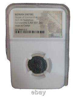 Empire romain, maison de Constantin Ier (337-340 après J.-C.), pièce de monnaie ancienne en argent BI nummus, certifiée NGC.