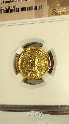 Est-empire Romain Germanique, Théodose II (402-450 Ad) Or Solidus Coin. Ngc Xf 4/3