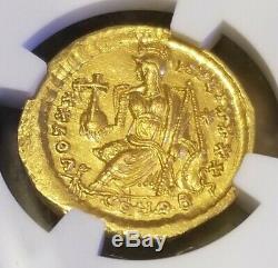 Est-empire Romain Germanique Theodosisus Or Solidus Ngc Ms 5/4 Ancienne Pièce De Monnaie