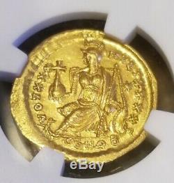 Est-empire Romain Germanique Theodosisus Or Solidus Ngc Ms 5/4 Ancienne Pièce De Monnaie