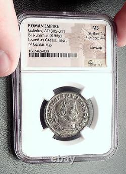 Galerius 303ad Trier Follis Authentic Ancient Roman Coin Genius Ngc Ms I62956