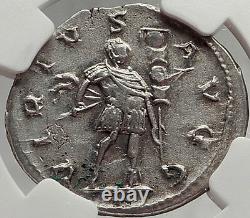 Gallienus Avec Spear & Standard 258ad Cologne Ancienne Pièce Romaine D'argent I61983
