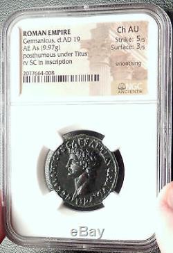 Germanicus Père De Caligula Rare Restitution Monnaie Romaine De Titus Ngc Au I68296