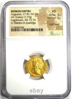 Gold Augustus Gold Av Aureus Roman Coin 27 Bc 14 Ad Certifié Ngc Vg