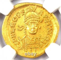 Gold Leo I Av Solidus Gold Roman Coin 457-474 Ad. Certifié Ngc Au 5/5 Strike