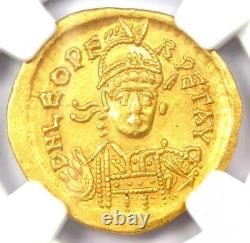 Gold Leo I Av Solidus Gold Roman Coin 457-474 Ad. Certifié Ngc Au 5/5 Strike