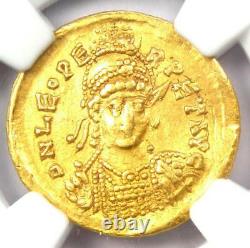 Gold Leo I Av Solidus Gold Roman Coin 457-474 Ad. Certifié Ngc Choice Xf (ef)