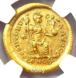 Gold Roman Theodosius II Av Solidus Gold Coin 402 Ad Certifié Ngc Xf (ef)
