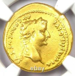 Gold Tiberius Av Aureus Gold Ancient Roman Coin 14-37 Ad Certifié Ngc Vf