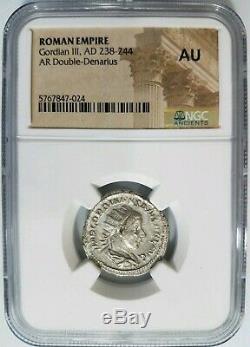 Gordien III Empire Romain Argent Ngc Au Double Denier Antique Caesar Coin
