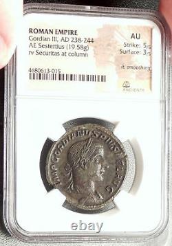 Gredian III Véritable Ancien Sestertius Roman Coin Ngc Certifié Au I67810