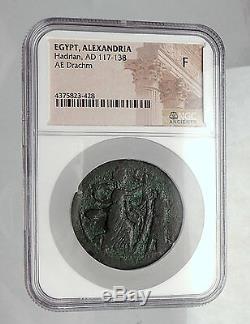 Hadrian 133ad Phare D'alexandrie Merveille Du Monde Monnaie Romaine Ngc I59988