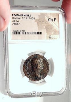 Hadrian Est En Afrique Authentique Ancienne 134ad Rome Romaine Monnaie Ngc I72874