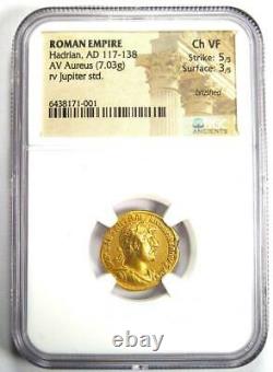 Hadrian Gold Av Aureus Roman Gold Coin 117-138 Ad Certifié Ngc Choice Vf