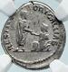 Hadrian Lève Gallia Travel Series 134ad Ancien Argent Roman Coin Ngc I85495
