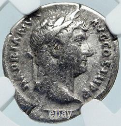 Hadrian Lève Gallia Travel Series 134ad Ancien Argent Roman Coin Ngc I85495
