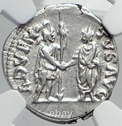 Hadrian & Roma Authentique Ancien 134ad Rome Véritable Argent Roman Pièce Ngc I81818