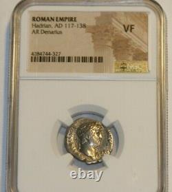 Hadrian Roman Empereur Ad 117-138 Ngc Certifié Vf Silver Denarius Coin