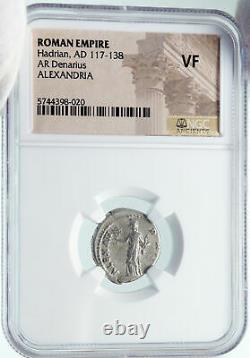 Hadrian Voyage À Alexandria Authentic Ancien Argent Roman Coin Ngc I86554