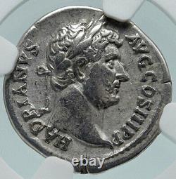 Hadrian Voyage En Espagne Ancien Authentique 134ad Argent Roman Coin Ngc I86653
