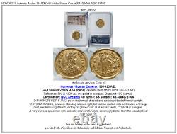 Honorius Authentique Ancient 395ad Or Solidus Roman Coin De Ravenne Ngc I86550