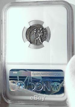 Jules Cesar 48bc Antique Argent Monnaie Romaine Venus Troy Rome Hero Ngc I81522