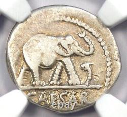 Jules César Ar Denarius Argent Éléphant Roman Coin 49 Bc Certifié Ngc Amende