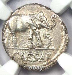 Jules César Ar Denarius Argent Éléphant Roman Coin 49 Bc Certifié Ngc Au