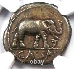 Jules César Ar Denarius Argent Éléphant Roman Coin 49 Bc Certifié Ngc Vf