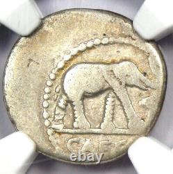 Jules César Ar Denarius Argent Éléphant Roman Coin 49 Bc Certifié Ngc Vg