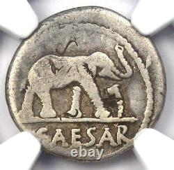 Jules César Ar Denarius Argent Éléphant Roman Coin 49 Bc Certifié Ngc Vg