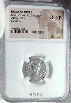 Julia Donn Authentique Ancien 196ad Argent Roman Coin Pudicia Ngc I82580