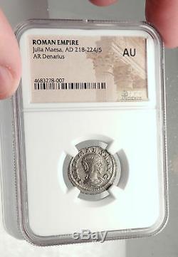 Julia Maesa Authentique Ancien 218ad Rome Argent Monnaie Romaine Pietas Ngc I73325