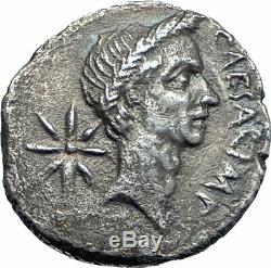 Julius Caesar Portrait À Vie 44bc Rome, Monnaie Romaine En Argent Antique Ngc I77659