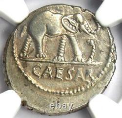 Julius Romain Caesar Ar Denarius Elephant Silver Coin 48 Bc Ngc Choice Xf (ef)
