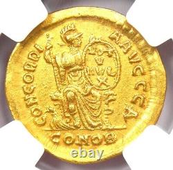 La pièce romaine en or solide AV de Théodose Ier, 379-395 après J.-C., certifiée NGC Choice XF EF