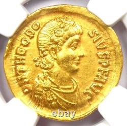 La pièce romaine en or solide AV de Théodose Ier, 379-395 après J.-C., certifiée NGC Choice XF EF