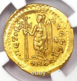 Leo I Av Solidus Gold Roman Coin 457-474 Ad. Certifié Ngc Au 5/5 Strike