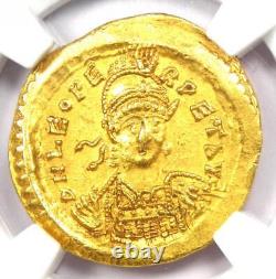 Leo I Av Solidus Gold Roman Coin 457-474 Ad. Certifié Ngc Au 5/5 Strike