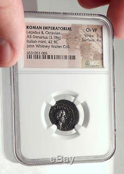 Lepidus Julius Caesar Allié Triumvir Auguste 43bc Argent Monnaie Romaine Ngc I71703