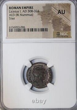 Licinius I Bi Nummus 308-324 Ad Trève Mint Ngc Au Ancient Roman Coin
