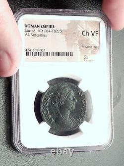 Lucilla Lucius Verus Femme Authentique Ancienne Sestertius Roman Coin Ngc I64234