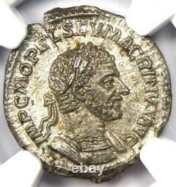 Macrinus Ar Denarius Pièce Ancienne Romaine D'argent 217-218 Ad Ngc Ms (unc)