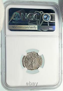 Macrinus Authentique Ancien 218ad Victoria Parthica Argent Roman Coin Ngc I84936