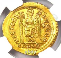 Marcian Gold Av Solidus Gold Roman Coin 450-457 Ad Certifié Ngc Au